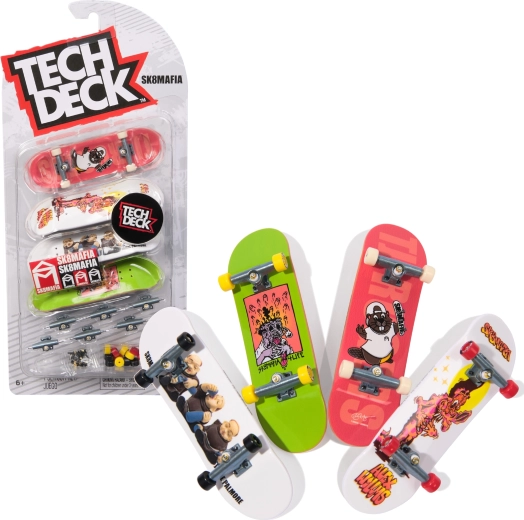 Tech Deck fingerboard-sæt med 4 mini fingerskateboards SK8MAFIA
