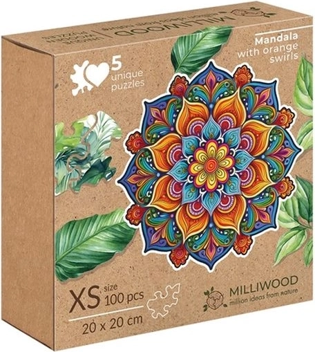 Milliwood Peace & Harmony Mandala af glæde – puslespil med 100 brikker med uregelmæssig kant