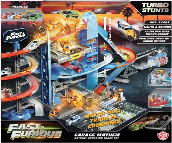 Jada Toys Fast & Furious Mayhem-garage med 5 køretøjer