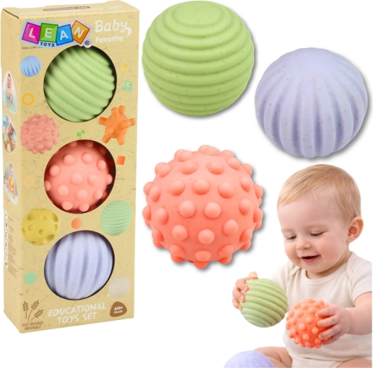 Sensoriske pastelbolde til babyer, 3 stk., 6 cm