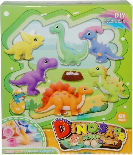Kreativt sæt gipsafstøbninger af dinosaurer til farvelægning