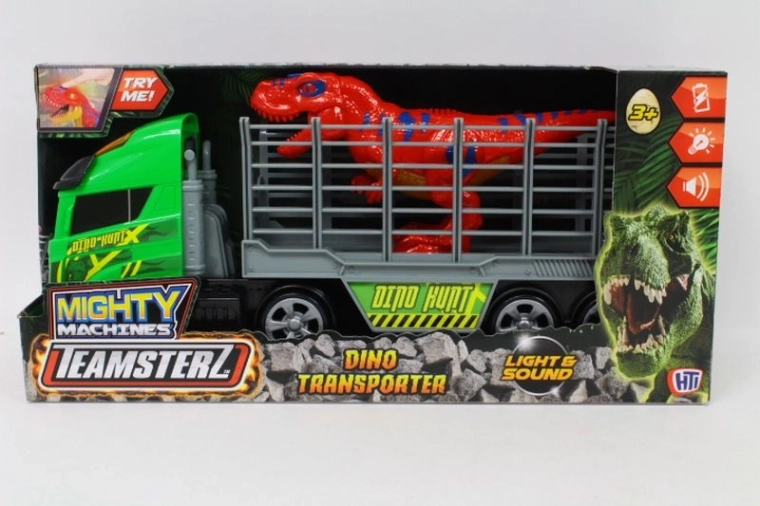 Teamsterz Mighty Machines transportør med dinosaur med lys og lyd