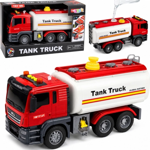 Tankbil-legetøj Tank Truck med vandsystem, lys og lyde – rød