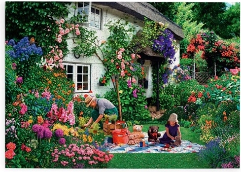 House of Puzzles picnic med plysbamser – puslespil med 500 ekstra store brikker