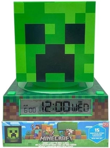 3D LED-lampe med vækkeur Minecraft Creeper