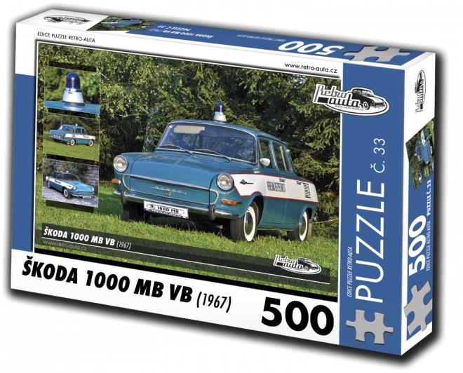Puslespil Retro-biler Škoda 1000 MB VB (1967) 500 brikker