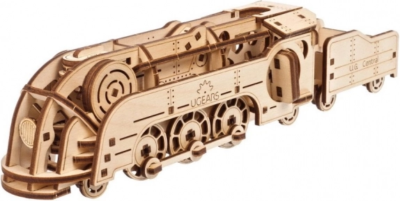 Ugears mini-lokomotiv – 3D mekanisk træpuslespil