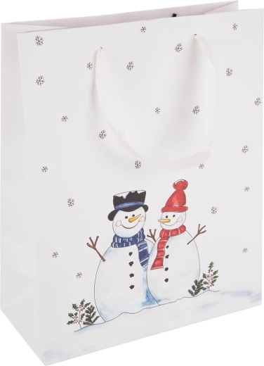 Papirgavepose med snemandmotiv 26 × 12 × 32 cm