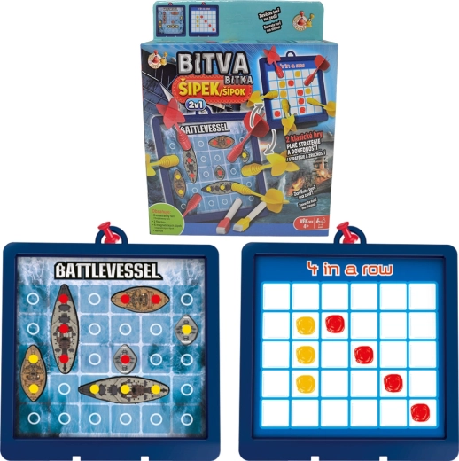 Studo Games dartkamp – dobbeltsidet magnetisk spil 4 på stribe og søslag