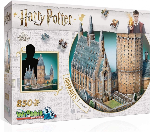 Wrebbit 3D-puslespil Harry Potter: Den Store Sal på Hogwarts 850 brikker