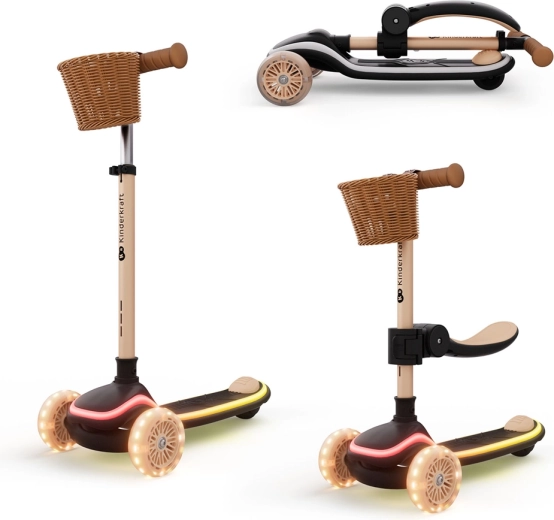 Kinderkraft raket up 2i1 løbecykel og løbehjul med sæde beige