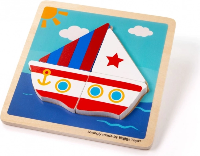 Indsætningspuslespil i træ Sejlbåd