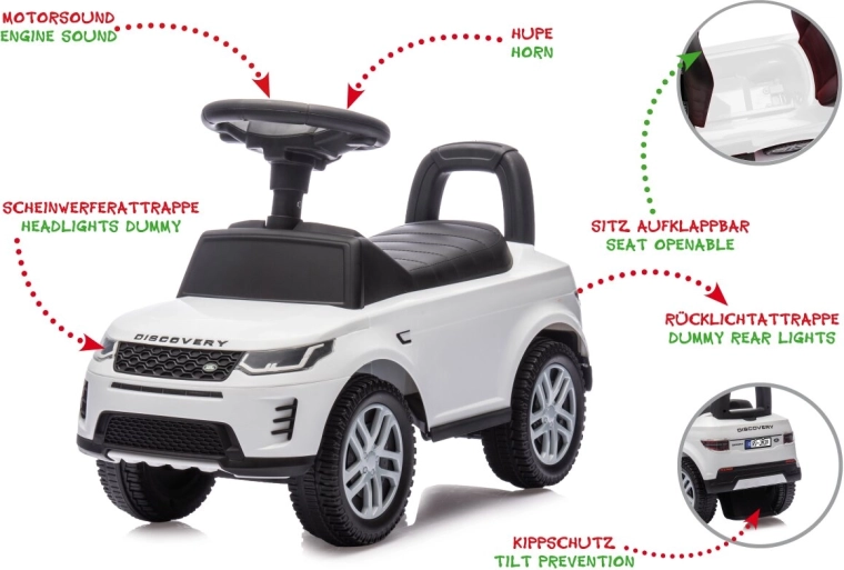 Gåbil og gåvogn Land Rover Discovery 2 i 1 hvid