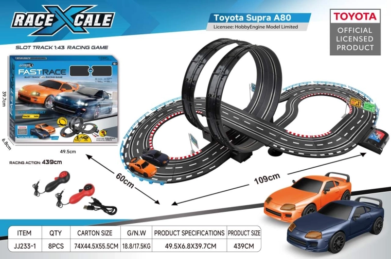 Fjernstyret racerbane Toyota Supra 1:43, 109 × 60 cm