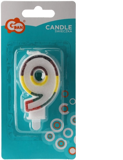 Fødselsdagslys tal 9 med glitrende kant