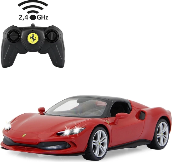 RC Ferrari 296 GTS-bil i størrelsesforholdet 1:16, rød