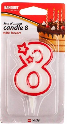 Fødselsdagslys tal 8 MY PARTY 7 × 4,5 cm