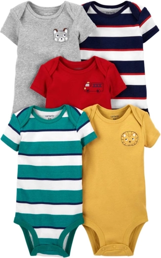 Carter's bomulds babybody med korte ærmer Stripe til drenge, 5 stk., størrelse 56