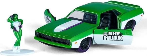 Jada She-Hulk Plymouth Barracuda 1973 1:32 med figur