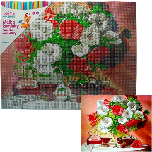 Diamantmaling – buket i vase 40 × 50 cm