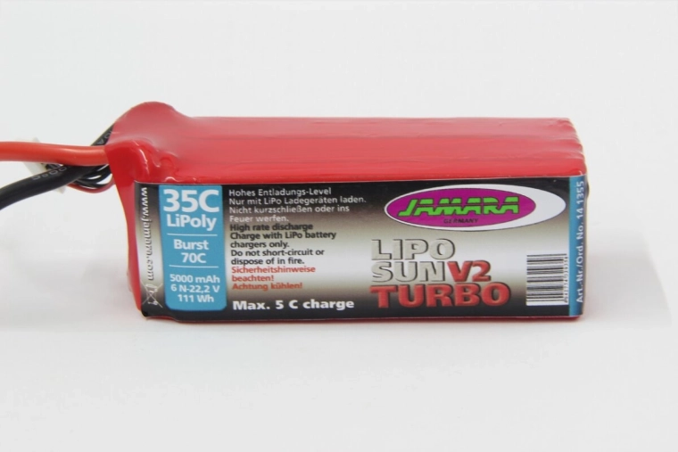 LiPo-batteri LipoSun V2 22,2 V 5000 mAh 111 Wh 35C/70C med GPR 6N-balancerstik