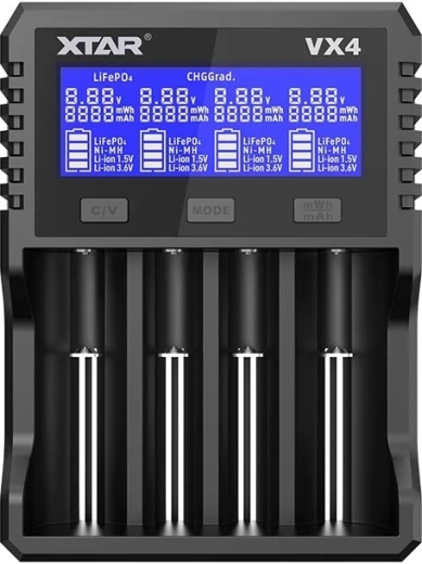 Universel batterioplader XTAR VX4 v2 til Li-ion/Ni-MH/LiFePO4