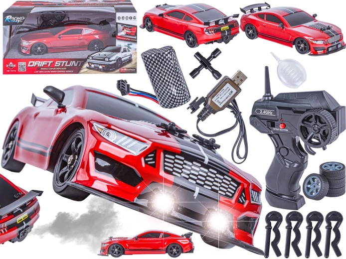 Fjernstyret driftbil Mustang 1:16 2,4 GHz 4WD med dampeffekt og LED-lys - 1 stk.