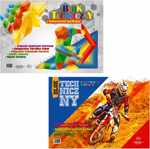Protos farvet teknisk blok A3, 8 ark, 120 g/m²