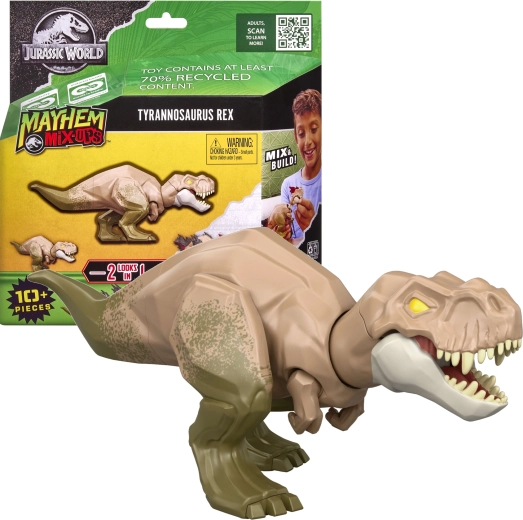 Mattel Jurassic World Mayhem mix-ups 2-i-1 dinosaurfigur Tyrannosaurus rex