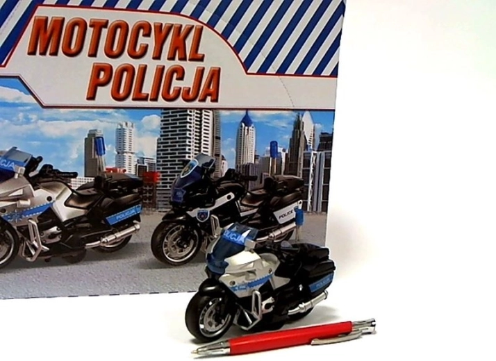 Politimotorcykel med lys og lyd 13 cm