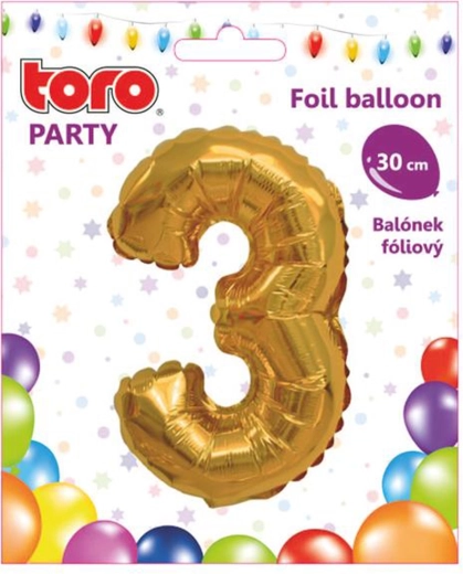 Folieballon tal 3, 30 cm, guld TORO
