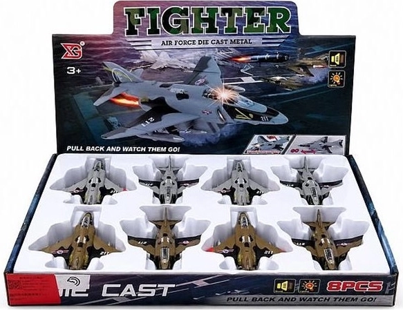 Militærfly 15 cm med lys og lyd - 1 stk.
