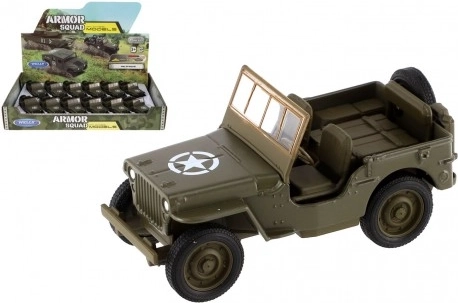 Welly-model af militærjeep Jeep Willys MB 1941 med tilbage-træk (pull-back) 10 cm - 1 stk.