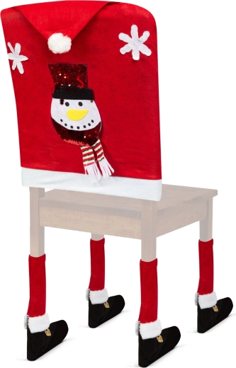 Juledekoration til stol snemandsmotiv 50 × 60 cm rød og hvid