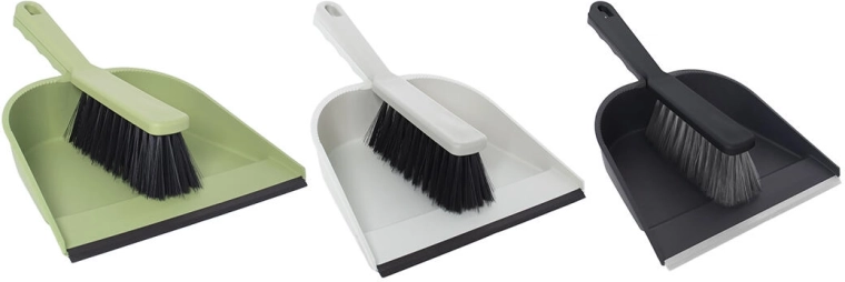 Fejebakke og kost med gummikant – plastiksæt, mix af farver