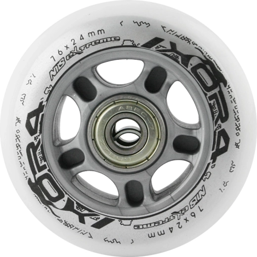 Sæt hvide PU-hjul 76 × 24 mm med ABEC 7-lejer NILS EXTREME