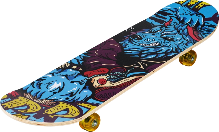 Skateboard Street Wolf 31" – blå ulv graffiti