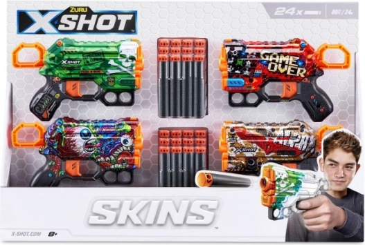 Sæt med blastere X-SHOT Skins Menace – 4 stk., 24 pile
