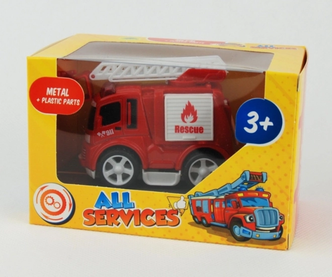 Køretøj af metal i æske