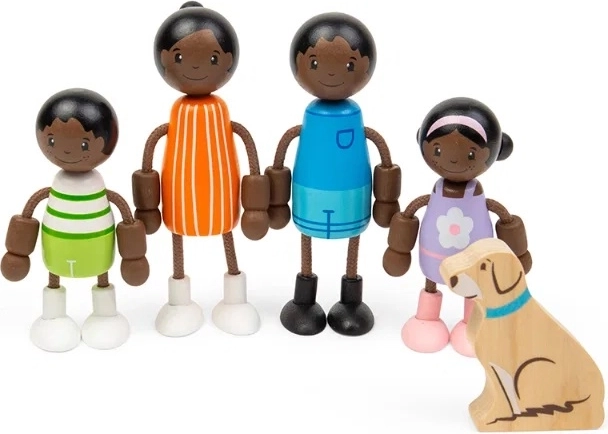 Tidlo trædukker til dukkehus – afrikansk familie