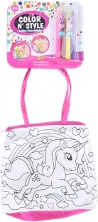 Farvelægningshåndtaske til børn med tuscher og sten