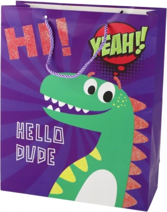 Lilla gavepose med dinosaur 32 × 26 × 10 cm