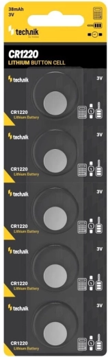 Technik Platinum lithium knapcellebatteri CR1220 3V – pakke med 5 stk.