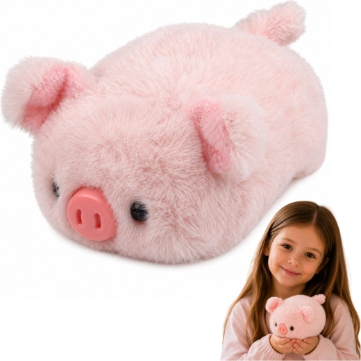 Plysgris i rosa 16 cm - 1 stk.