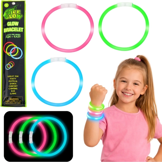 Fluorescerende lysende armbånd Glow Stick 3 stk., 20 cm