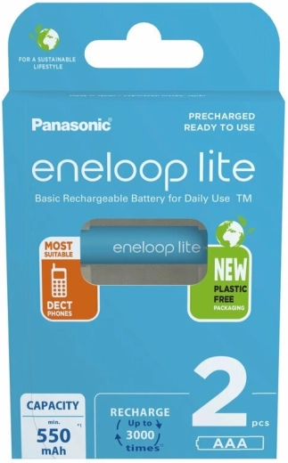 Panasonic eneloop lite AAA genopladelige batterier 550 mAh, 2 stk.