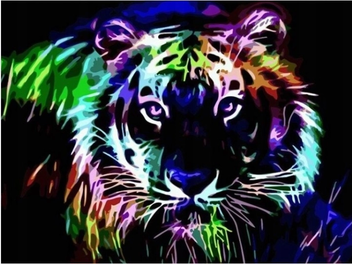 Diamantmaleri Neon-tiger 30 × 40 cm