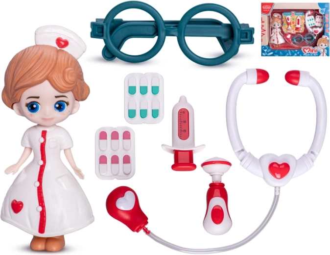 Lægedukke 16 cm med tilbehør