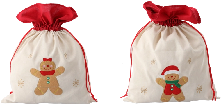 Gavepose 45 × 60 cm beige, mix af mønstre med honningkagefigur