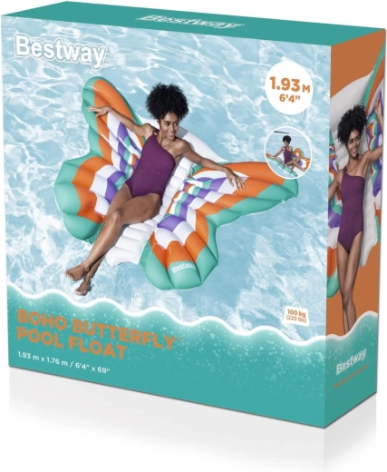 Oppustelig flydemadras sommerfugl 193 × 176 cm